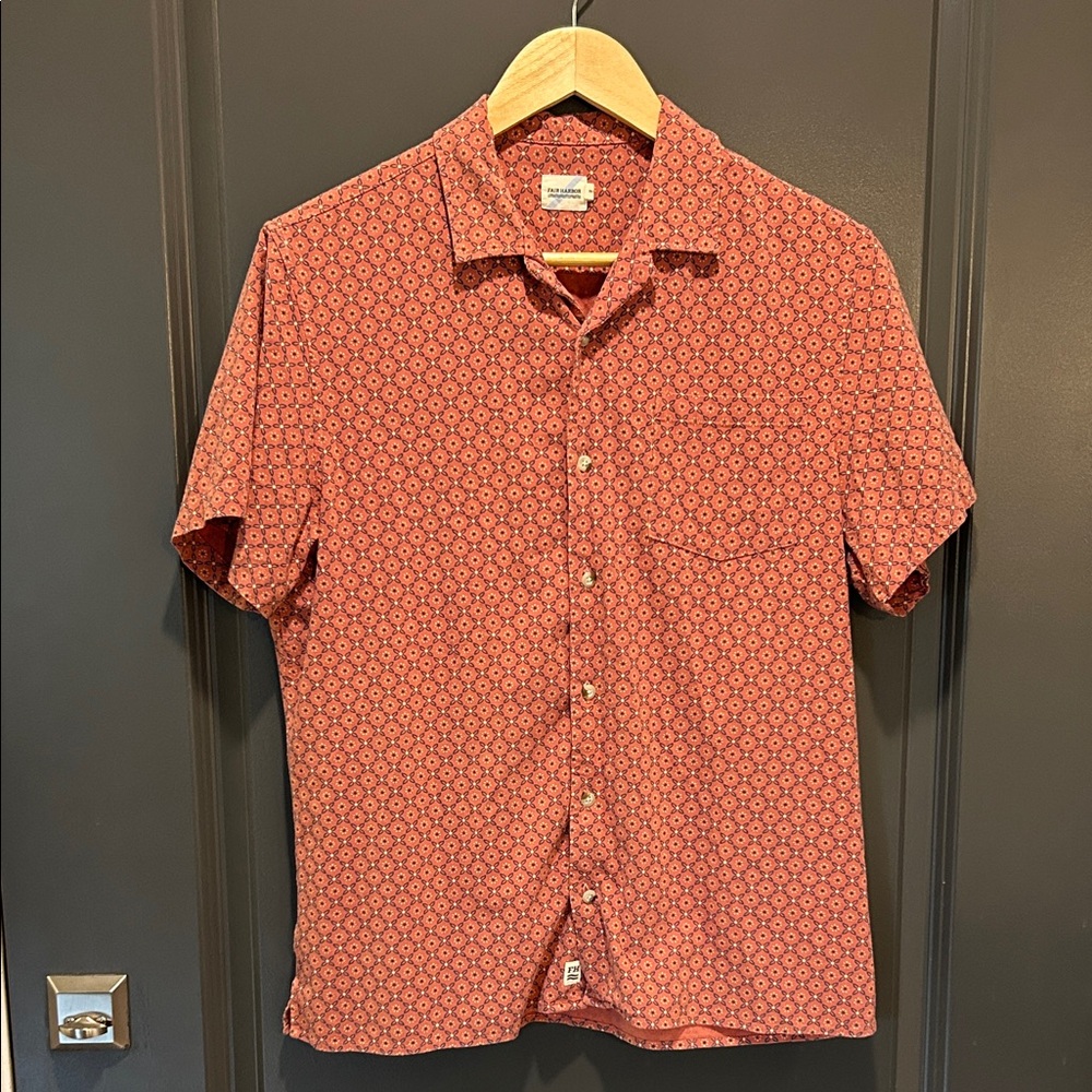Fair Harbor Red Geometric Short Sleeve Shirt